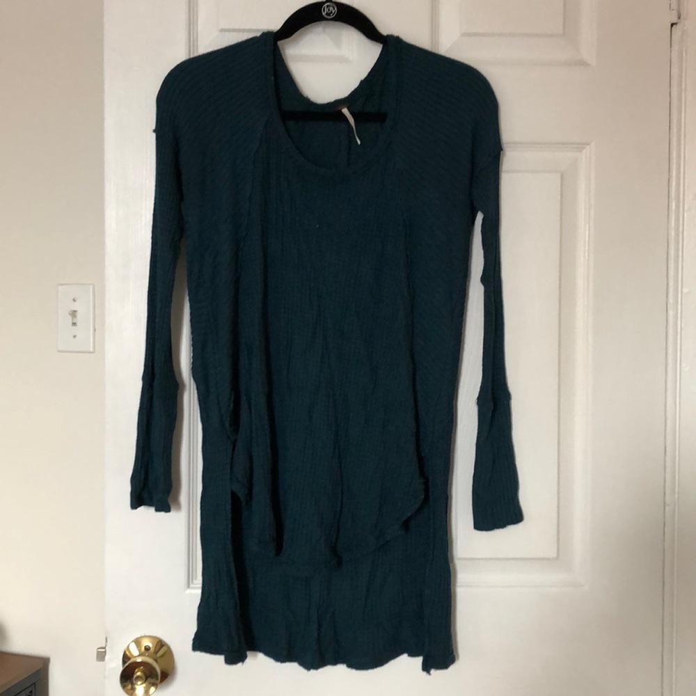 Free People Teal Scoop-Neck Sweater